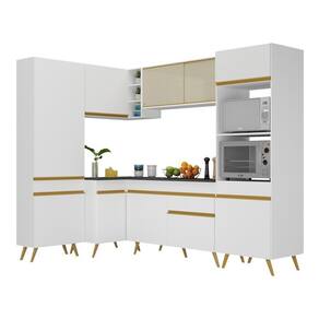 Armário De Cozinha Completa De Canto V2050 Branco Dourado