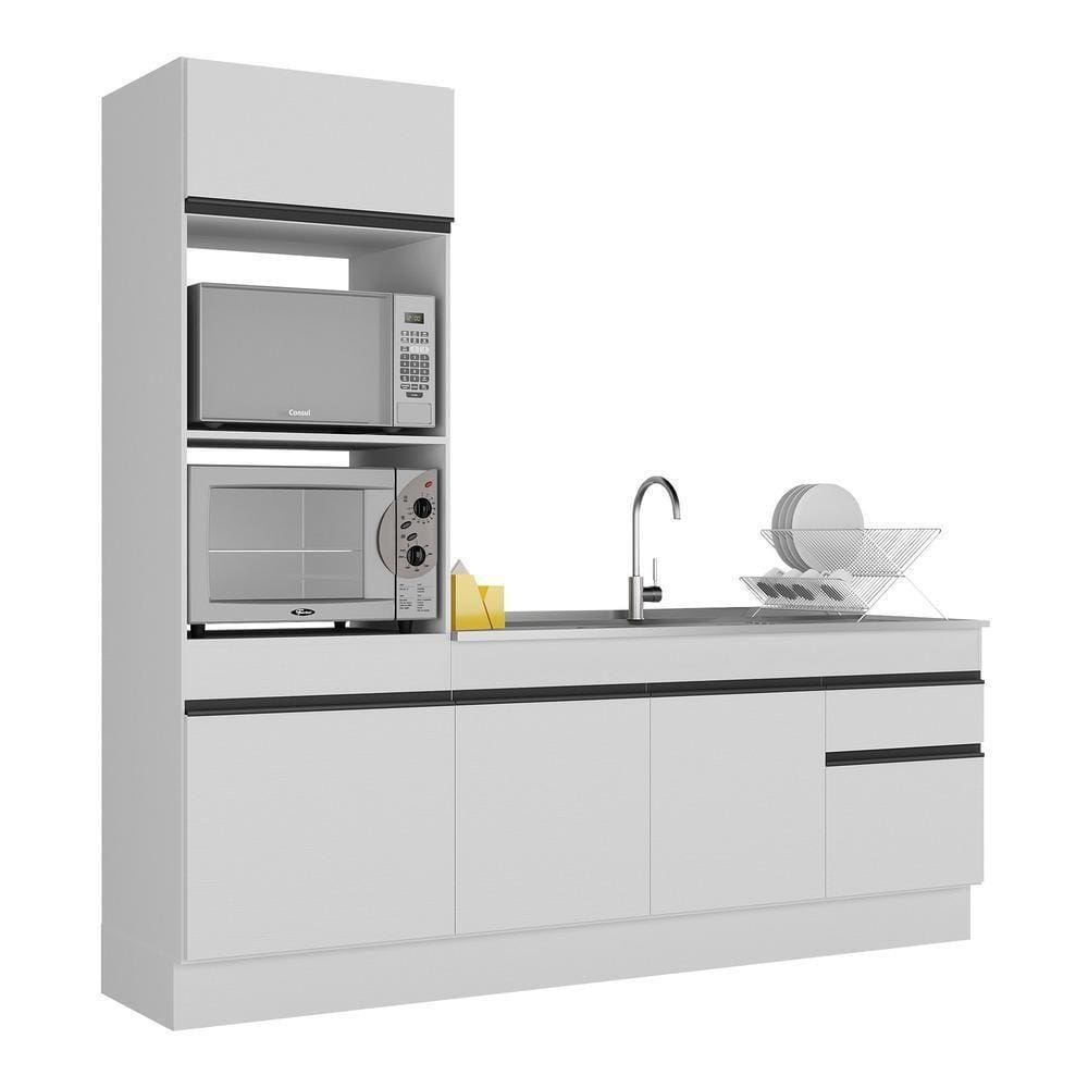 Armário De Cozinha Compacta 212cm V2113 Branco/Preto