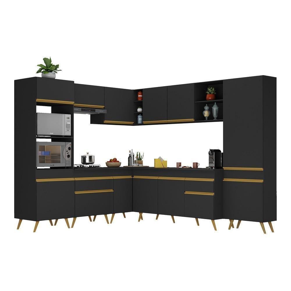 Armário De Cozinha Completa De Canto V247 Dourado