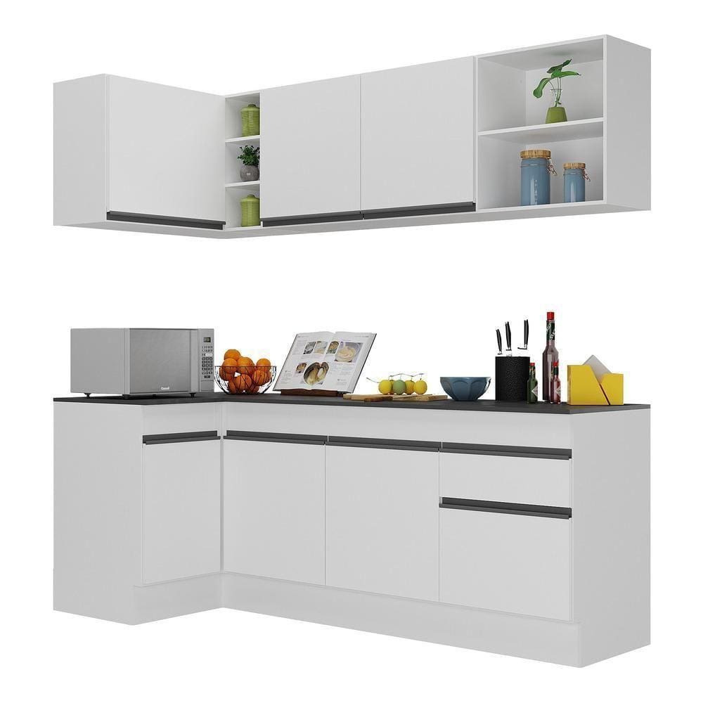 Armário De Cozinha Compacta De Canto V2093 Branco/Preto