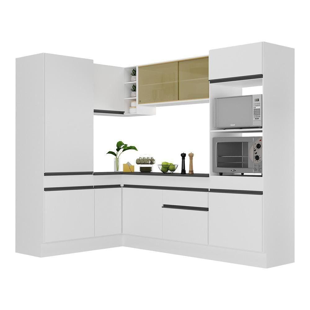 Armário De Cozinha Completa De Canto V2084 Branco/Preto