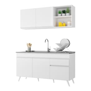 Armário De Cozinha Compacta 150cm Multimóveis V2079 Branco