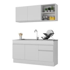 Armário De Cozinha Compacta 150cm Multimóveis V2114 Branco