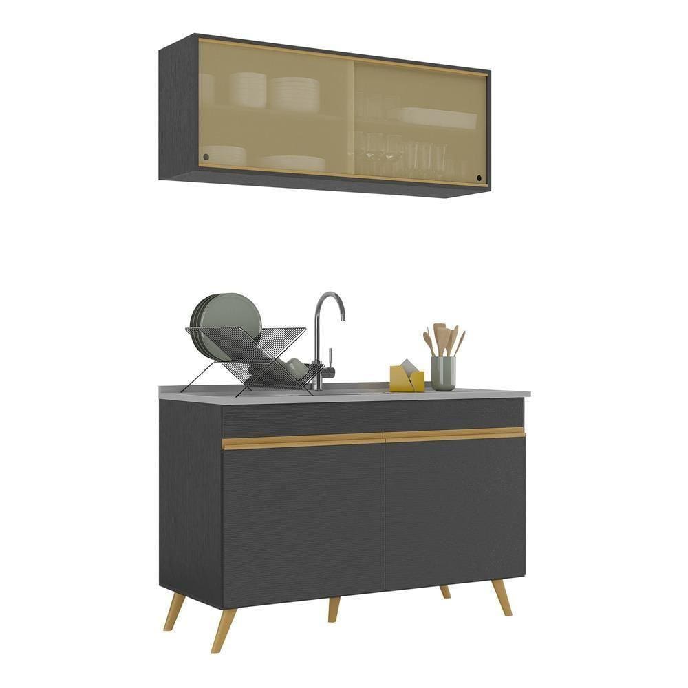 Armário De Cozinha Compacta 120cm Multimóveis V2140/dourado