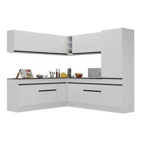 Armário De Cozinha Completa De Canto V2101 Branco/Preto