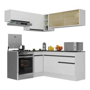 Armário De Cozinha Completa De Canto V2094 Branco/Preto
