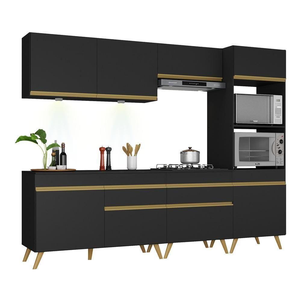 Armário De Cozinha Completa 252cm Multimóveis V2035/dourado