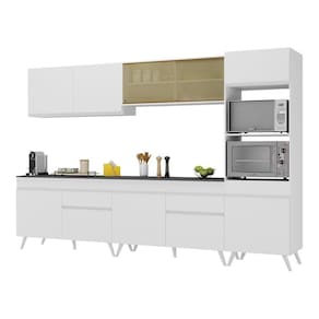 Armário De Cozinha Completa 302cm Multimóveis V3689 Branco