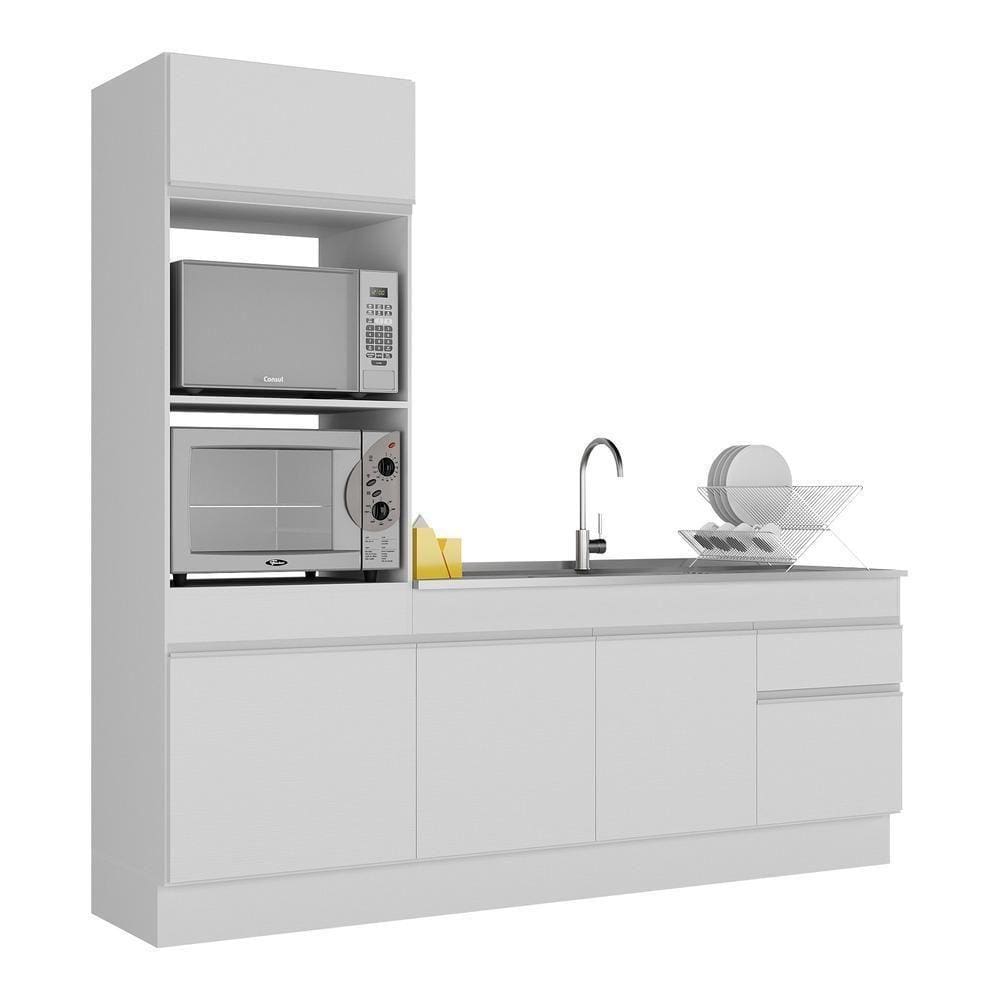 Armário De Cozinha Compacta 212cm Multimóveis V2113 Branco