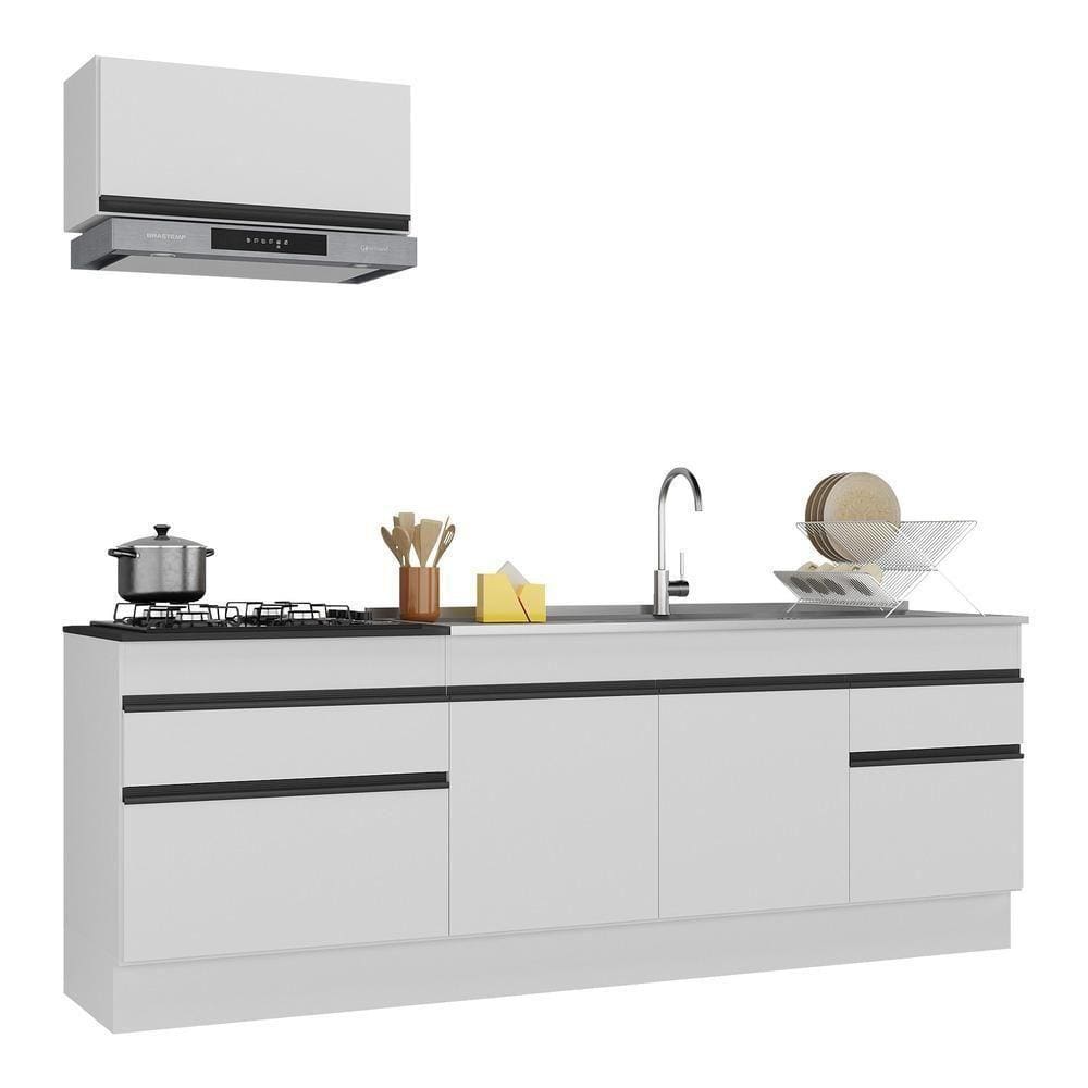 Armário De Cozinha Compacta 220cm V2109 Branco/Preto