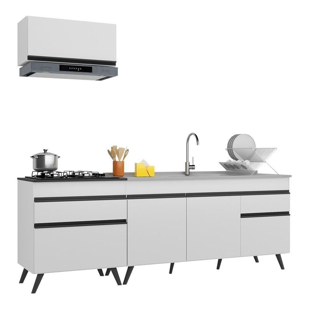 Armário De Cozinha Compacta 220cm V2074 Branco/Preto