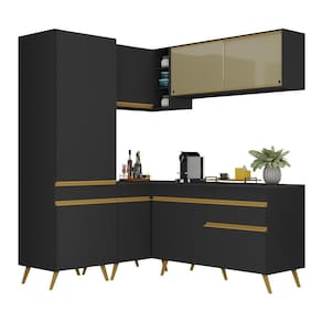Armário De Cozinha Completa De Canto V2053 Dourado