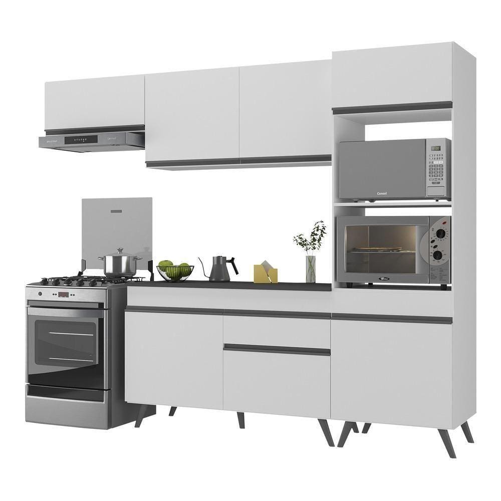 Armário De Cozinha Compacta 252cm V3690 Branco/Preto