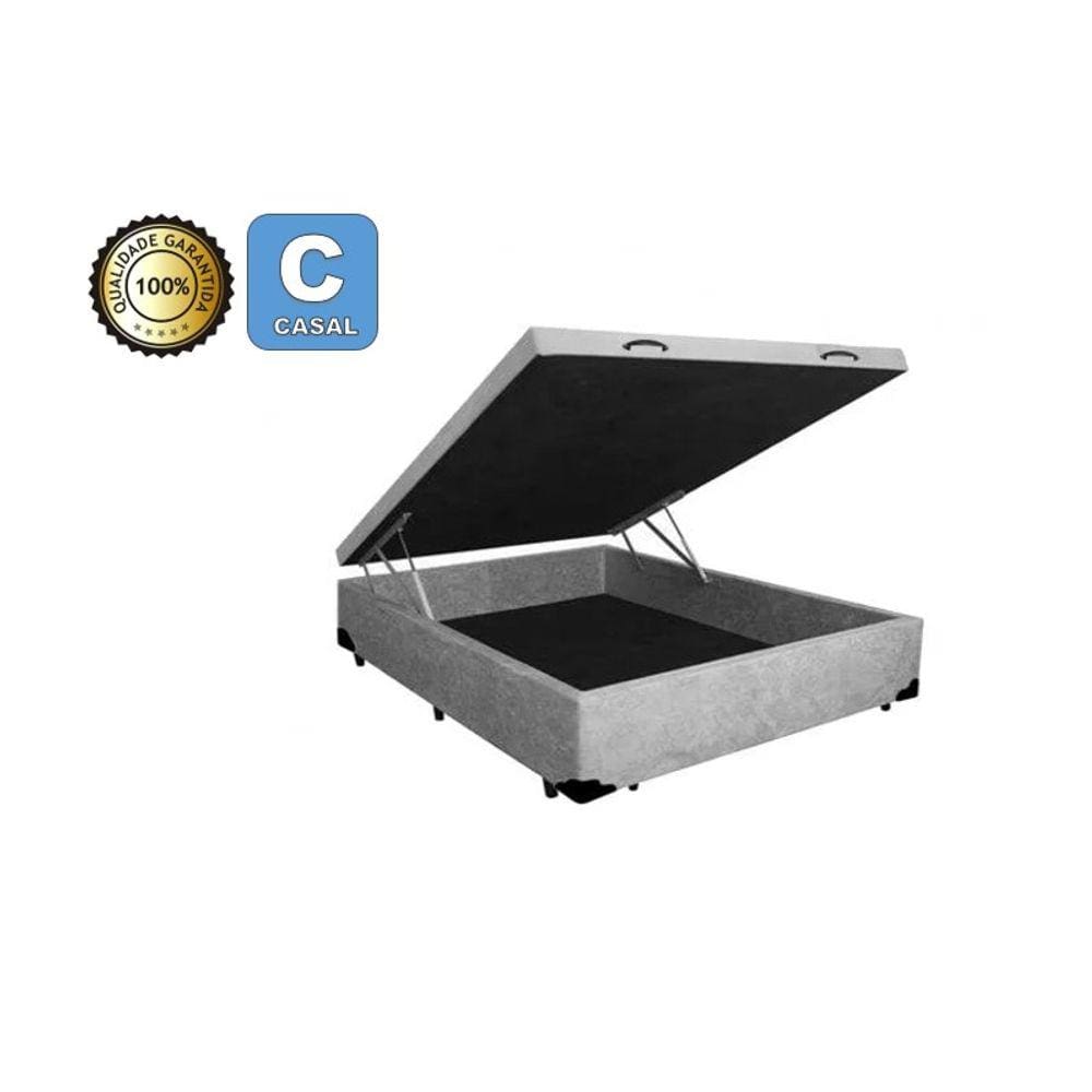 Cama Box Baú Casal 138 - Bello Box - Suede Cinza 30CM PROFUNDIDADE - ALTURA TOTAL 48 CM