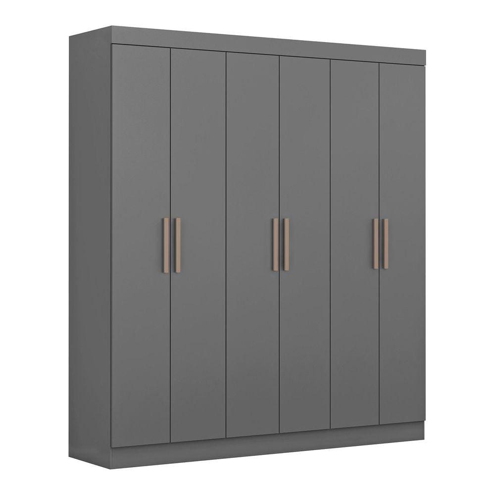 Guarda Roupa Casal Paris 6 Portas 2 Gavetas Paris Espresso Móveis Cinza