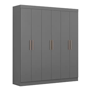 Guarda Roupa Casal Paris 6 Portas 2 Gavetas Paris Espresso Móveis Cinza