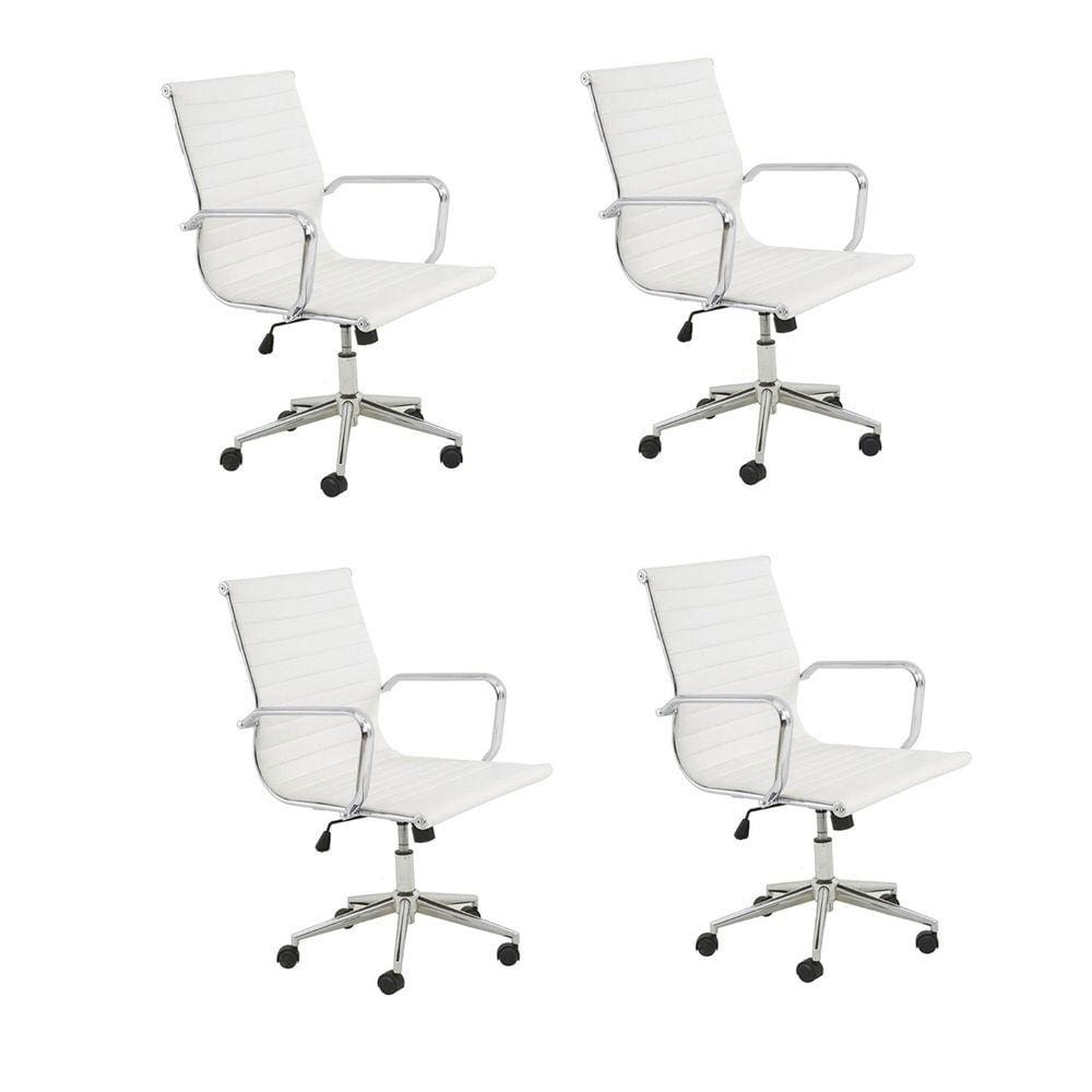 Conjunto 4 Cadeiras Poliuretano Office Sevilha Rivatti Móveis Branco