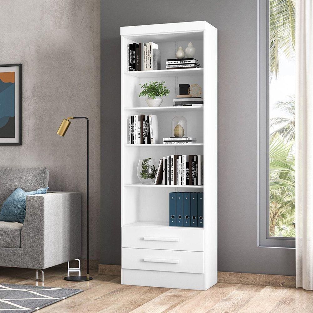 Estante para Livros 2 Gavetas Qmovi Branco