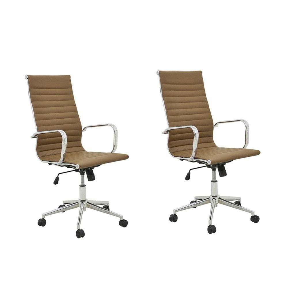 Conjunto 2 Cadeiras de Escritório Presidente Giratória Sevilha Alta Rivatti  Cinza