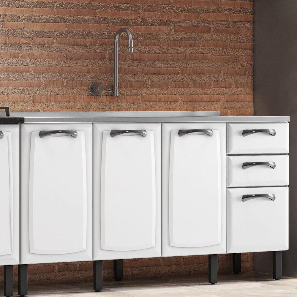 Balcão 160cm 4 Portas 2 Gavetas sem Tampo New Premium Itatiaia Branco