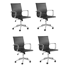 Conjunto 4 Cadeiras Poliuretano Office Sevilha Rivatti Móveis Preto