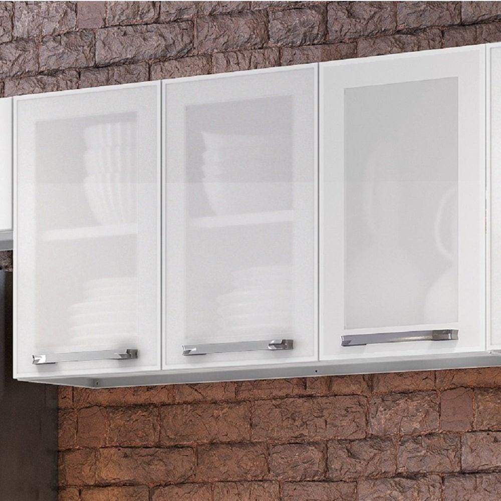 Armário 105cm 3 Portas de Vidro Florença Itatiaia Branco
