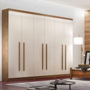 Guarda Roupa Casal 6 Portas 4 Gavetas com Pés Divino Rufato Imbuia/Off White