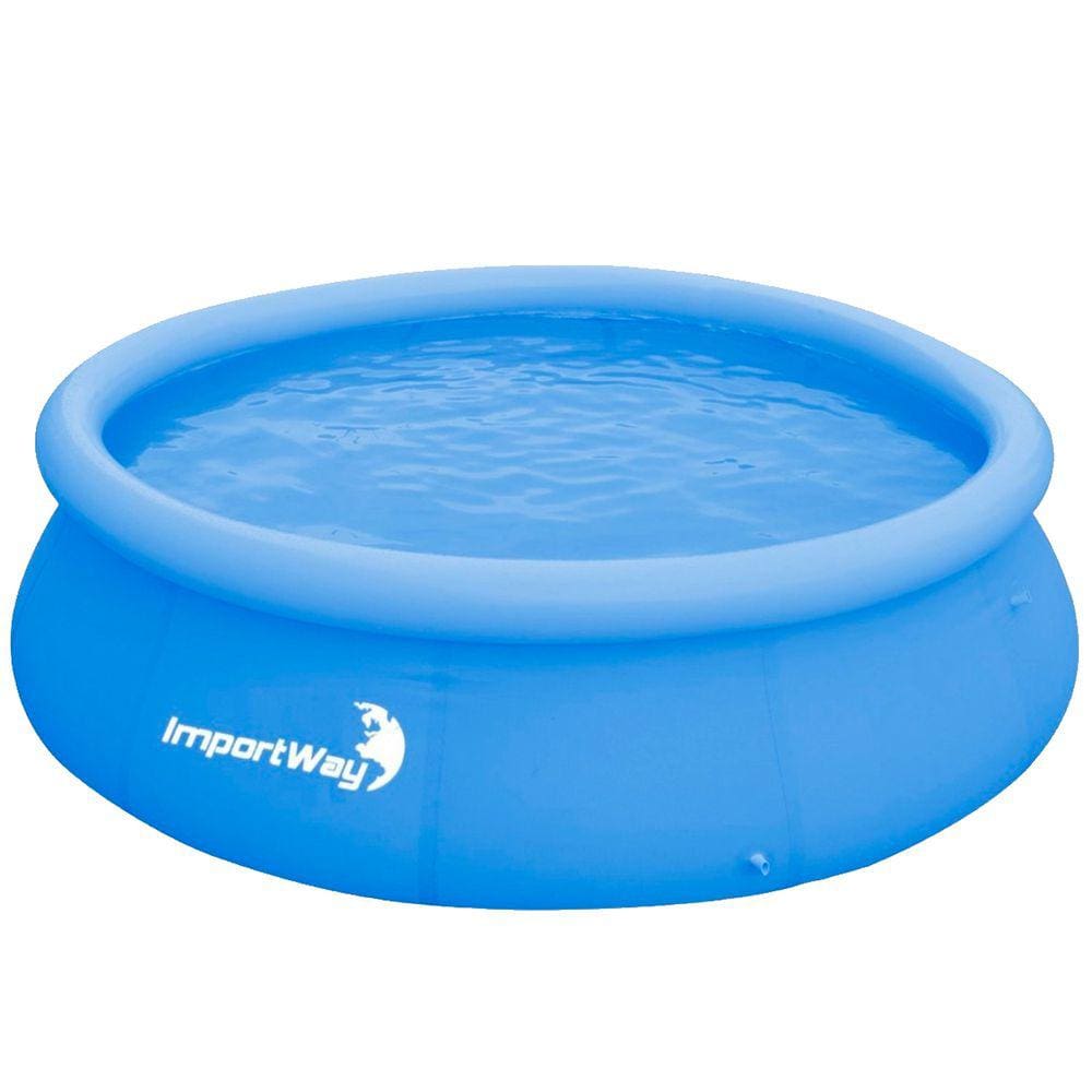 Piscina com Borda Inflável Redonda 2400 Litros 2.4m x 63cm Azul Importway Iwpbi2490