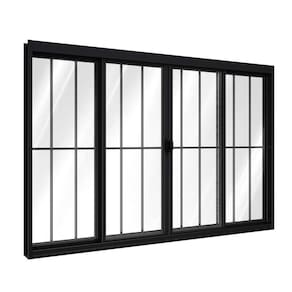 Janela de Alumínio de Correr Central 4 Folhas Com Grade 100x150cm Riobras Preto