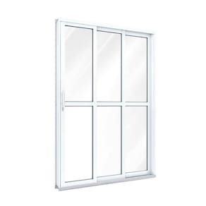 Porta de Aço de Correr Lateral com Travessa 3 Folhas 213x200cm Aço Pronto Riobras Branco