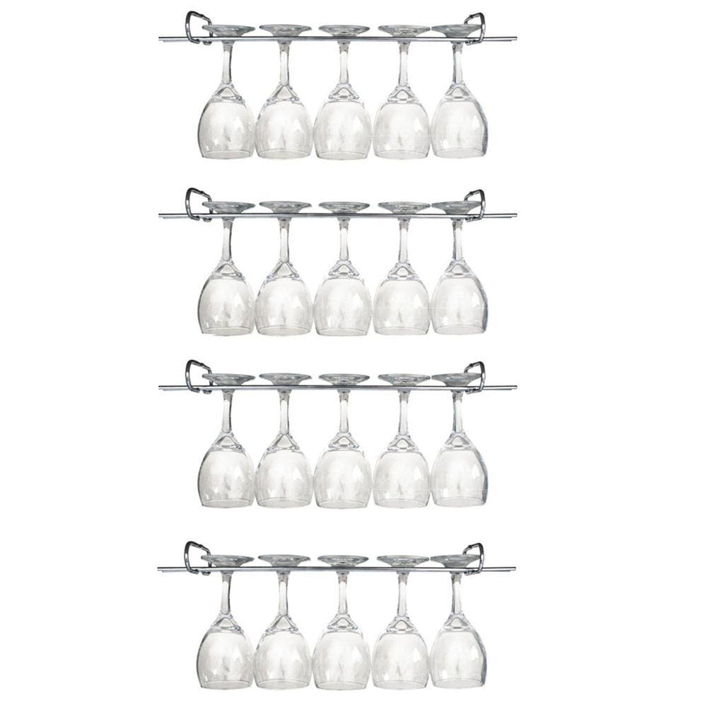 4 Suportes Para Taças Cromado Decoração Bar Vinho 25 Cm