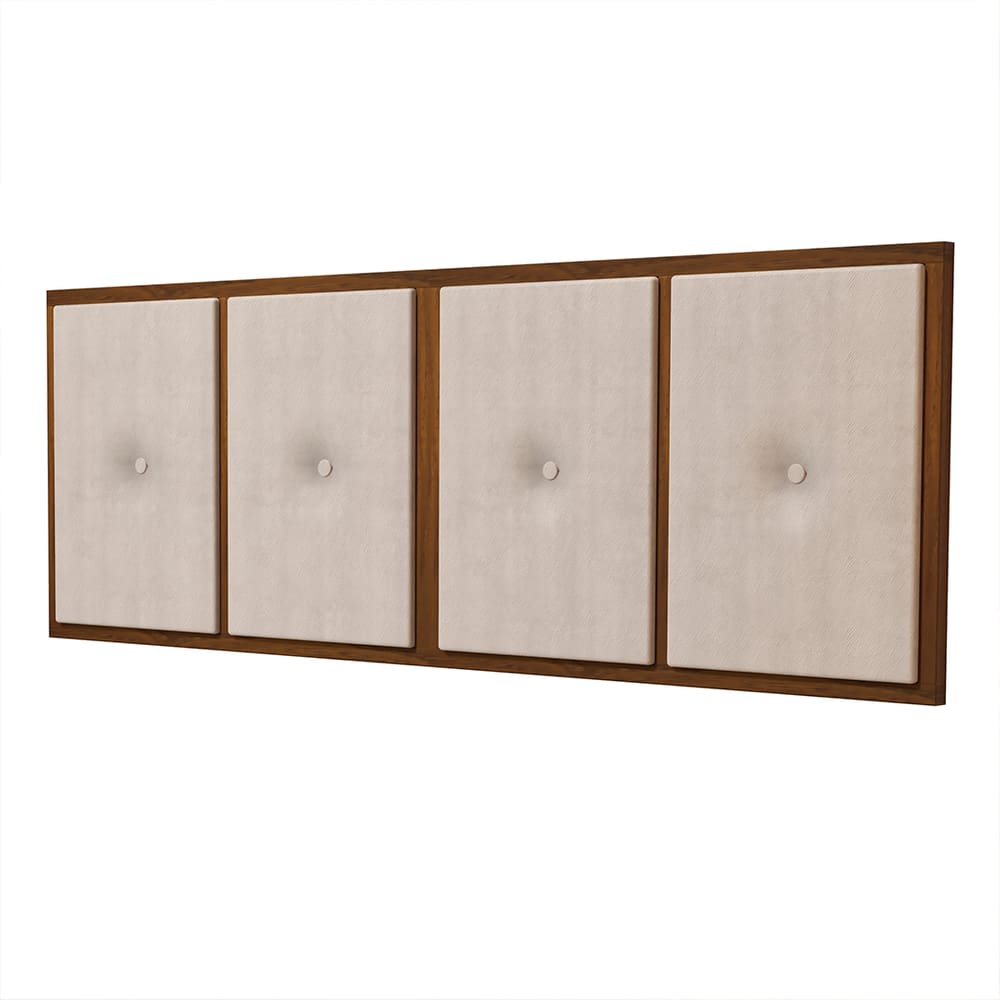 Cabeceira Painel Bege para Cama Box Queen 1,60 com Moldura em Madeira - JB Tavares Móveis