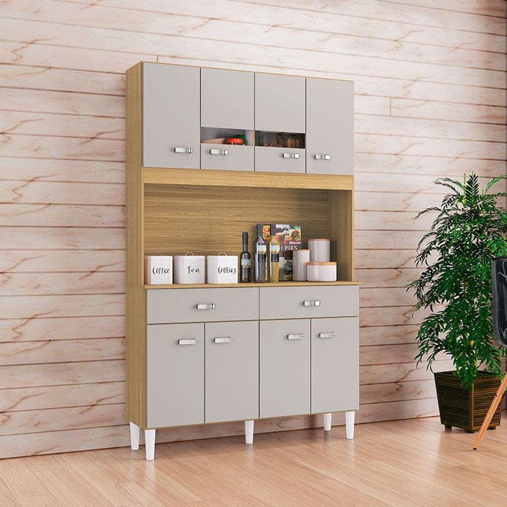 Cozinha Ambiente Kit Manu 8 Portas Damasco Off White - Poquema