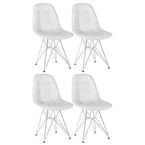 Kit 4 cadeiras estofadas Charles Eames Eiffel Botonê com pés de metal cromado