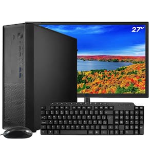 Computador Completo SFF Slim Ark Monitor 27`` Intel Core i7 4770 16GB SSD 480GB Windows 10 Pro Kit Multimidia