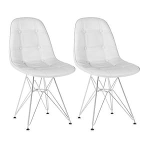 Kit 2 cadeiras estofadas Charles Eames Eiffel Botonê com pés de metal cromado