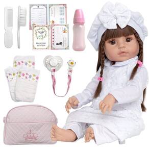 Boneca Reborn Bebe Menina 52cm Realista Silicone Enxoval - Carrefour