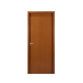Kit Porta de Madeira Lisa 215x84cm com Batente de MDF Ultra 10cm Marromamínica MGM Mogno