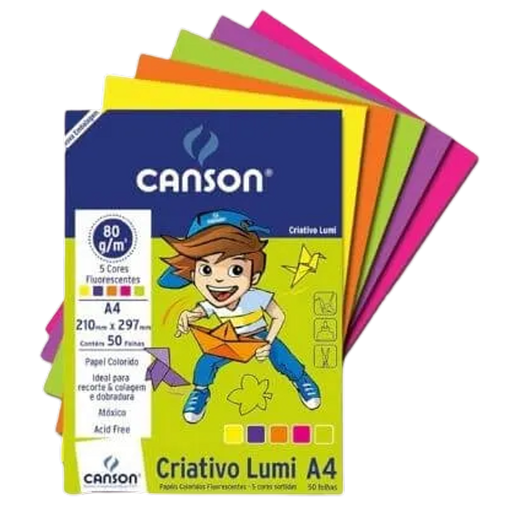 Bloco papel Criativo Lumi 5 cores 50 fls A4 80gm² Canson