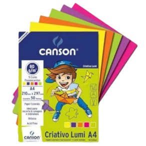 Bloco papel Criativo Lumi 5 cores 50 fls A4 80gm²  Canson