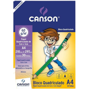 Bloco Quadriculado 1cmX1cm 30 Folhas A4 Canson