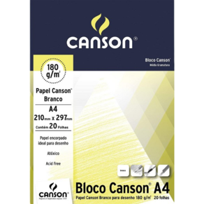 Bloco para desenho 20 fls A4 180g/m² linha Estudante Canson