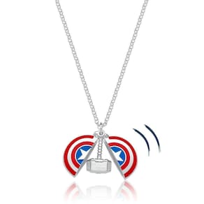 Colar Capitão America Martelo Thor Revestido Em Prata