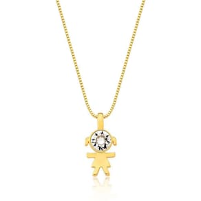 Colar Menina Com Cristal Com Revestimento Em Ouro