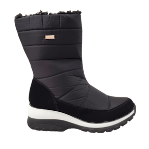 Bota Llao Nobuck Nylon Preta Peluciada Com Lã Pelinhos