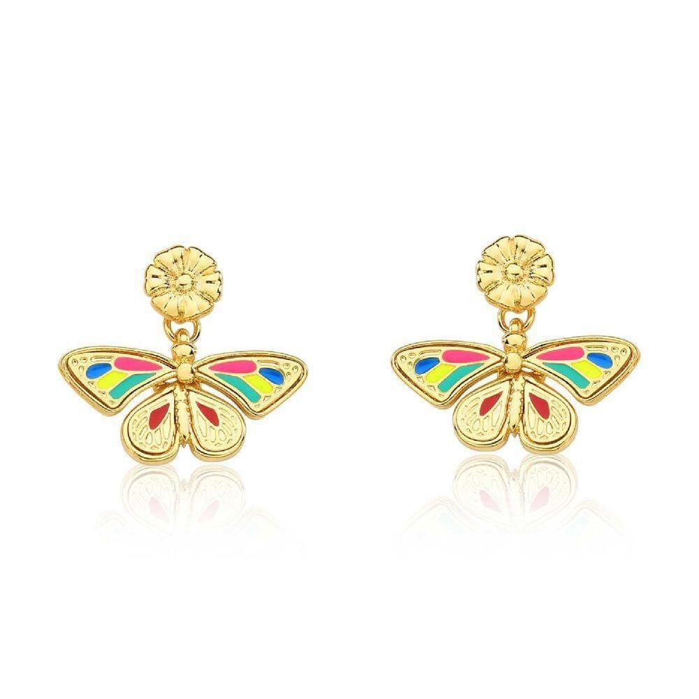 Brinco Butterfly Revestido Em Ouro