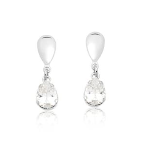 Brinco Drop Crystal Revestido Em Prata