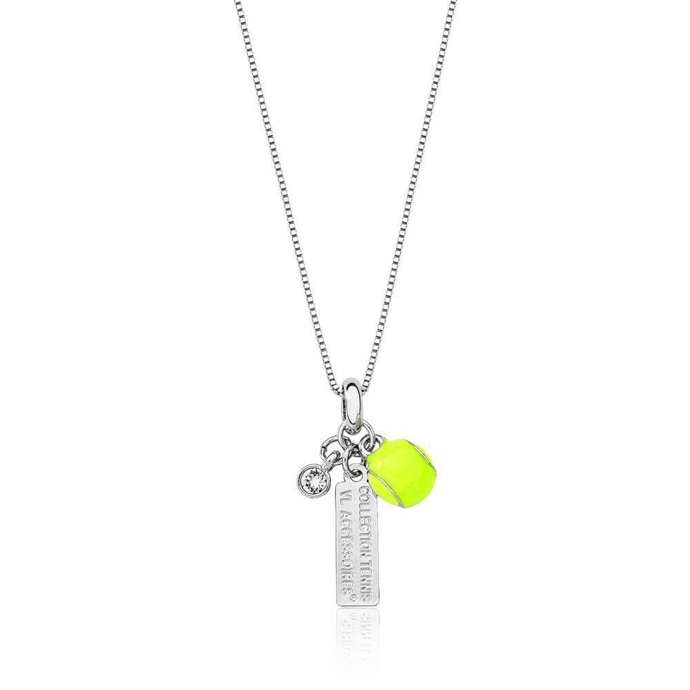 Colar Tennis E Bolinha Da Sorte Revestido Em Ródio