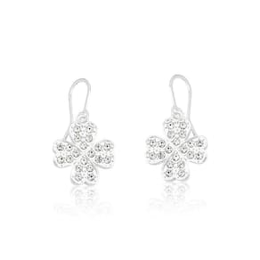 Brinco Clover Crystals Revestido Em Prata