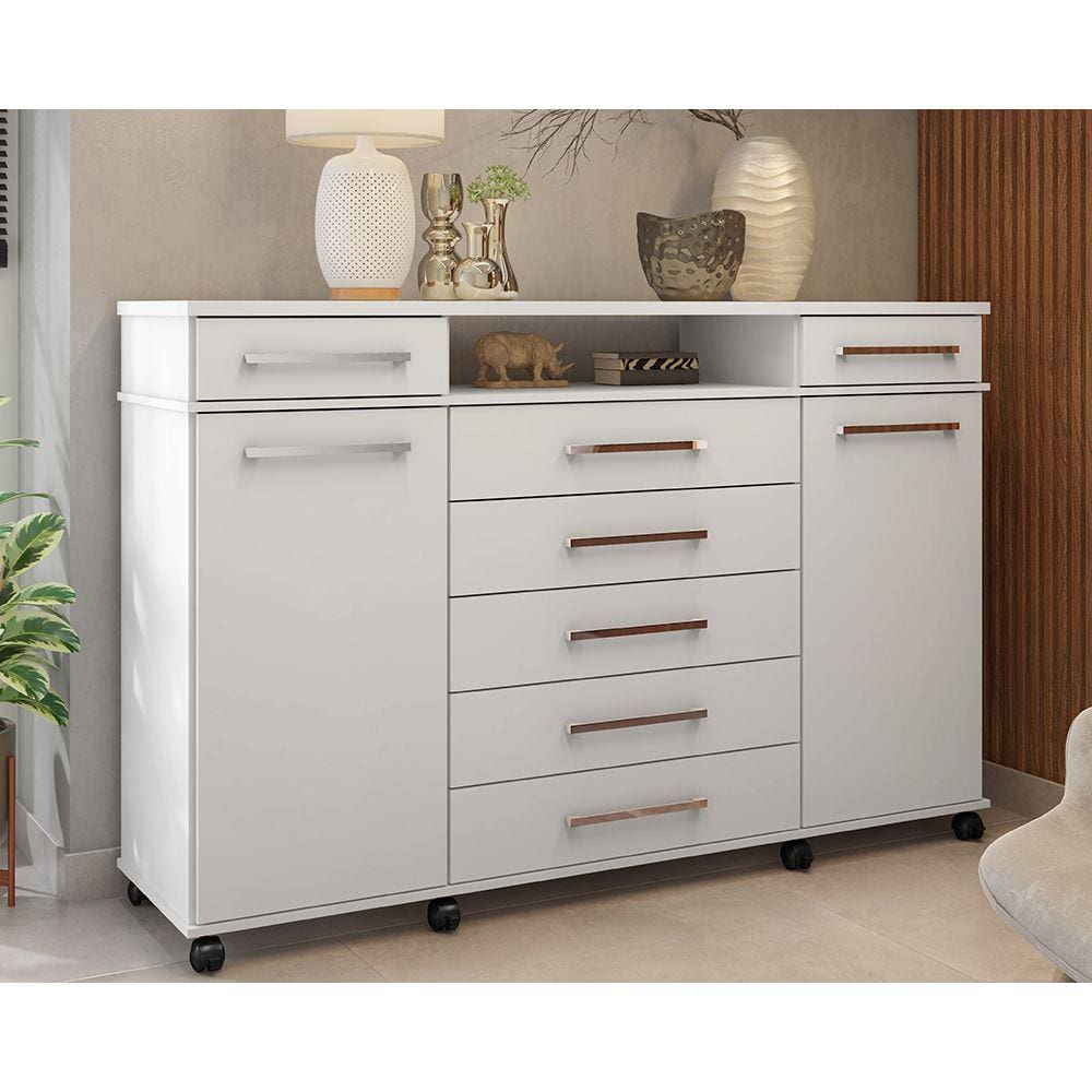 Cômoda Sapateira 7130 02 Portas 07 Gavetas London Branco Demóbile